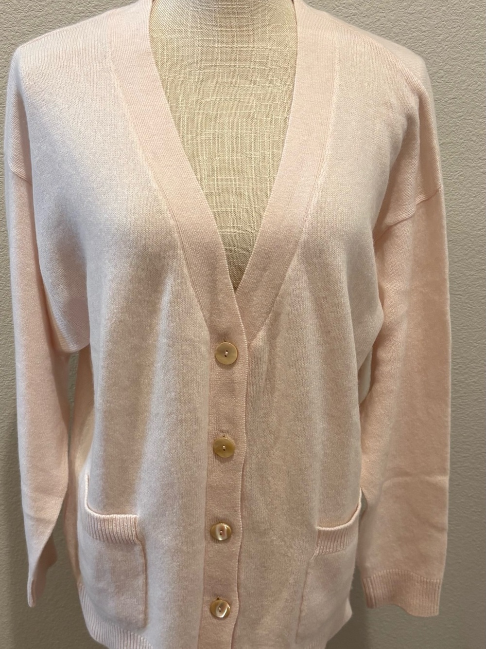 Cashmere Soft Pink Button-Front Women's Cardigan Sweater brand “1982”